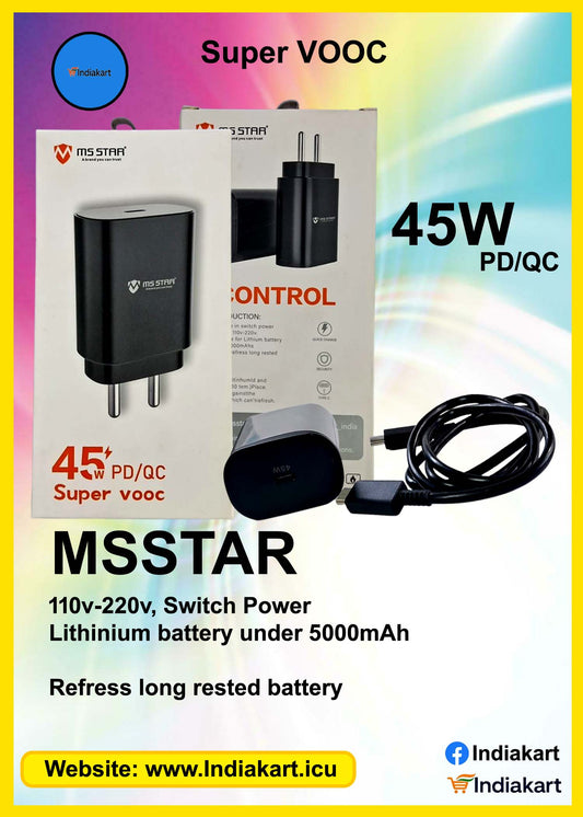 MSSTARR 45W Fast Charging Adapter with Cable 1 Mitre, 2025, C type